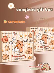 Nuevo set de artículos de papelería con temática de capibara, combinación de herramientas de escritura de alta calidad que incluye cuaderno, marcador de libros y accesorios, material de papel, adecuado para estudio, graduación, diarios y regalos de cumpleaños, recuerdos de fiesta, regreso a la escuela, útiles escolares