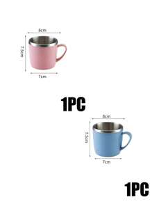 1个304不锈钢马克杯，小麦秸秆元素小马克杯，家用防烫防摔饮水杯，带手柄咖啡杯，不锈钢咖啡杯，双层真空旅行咖啡杯，可盛果汁、牛奶、奶茶、花茶，220ml，教师答谢礼物，马克杯，旅行，夏季必备，母亲节礼物，教师节礼物，不锈钢双层隔热手柄牛奶咖啡早餐杯 - 彩色 - 查看 18