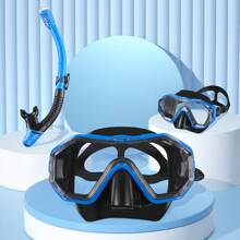 Snorkeling Mask Set With Breathing Tube, 180-Degree Wide View Anti-Fog Swimming Goggles, Adjustable Strap Waterproof Diving Mask - Multicolor - View 4