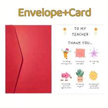 1 张送给老师的可爱感谢卡、送给男士和女士的优秀教师感谢礼物、感谢您帮助我成长的卡片、最佳教师感谢礼物创意包括信封。