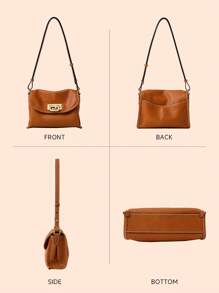 FION Crossbody Bags For Women Retro Shoulder Bags Vegan Leather Handbags Slouchy Large Crossbody Bag With Adjustable Strap - Brown - View 5