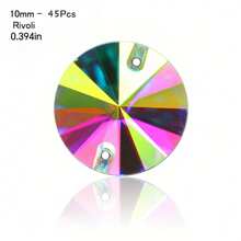 Cristales de Rhinestone de vidrio AB de forma redonda, triangular, cuadrada y de hoja AAAAA para coser en ropa, decoración del hogar, bodas y manualidades DIY - Gemas brillantes listas para fiestas, aniversarios y regalos