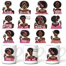 Set de 12 pegatinas inspiradoras con diseño de patrones de dibujos animados, película de vinilo 3D resistente al agua y a los arañazos, adecuadas para gafas, tazas, refrigeradores - pegatinas de alta calidad, calcomanías de arte DIY para cristal