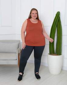 LISBEL Plus Size Tank Top Round Neck Fresh Mesh In Viscolycra Sizes G1 G2 G3 G4 G5 - Terracota - Ver 3