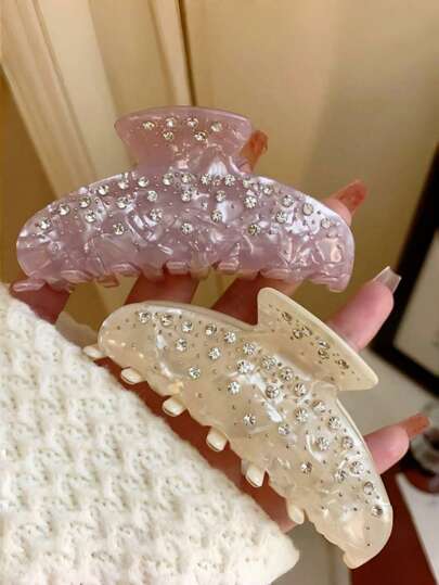 1pc Women Rhinestone Decor Summer Crab-Shaped Acetate Hair Clip, Colored Stylish Accessory Hair Jewelry, Gift For Girlfriend Hair Claws Claw Clips Hair Jaw Clip Hair Clamps Hair Clutch Hair Clip Holiday Essential Hair Accessories