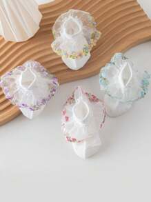 4 paia di calzini da bambina/ragazza in in rete traspirante, con ricamo floreale, bordatura in pizzo stile campagna francese, principessa, per primavera/estate - Multicolore - Visualizzare 2