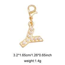 2Pcs Gold Color Letter Alloy Pendant With Faux Pearls Alphabet Charm Women Ladies Bag Clothes DIY Craft Decor A - Z