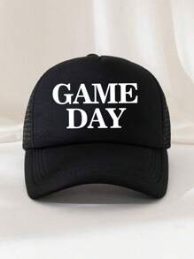 1 Stück Unisex Schwamm Mesh Kappe mit bedruckter Dekoration, GAME DAY, Trucker Hut, Baseballkappe, Sonnenhut, Dad Hut, geeignet für den täglichen Gebrauch, Reisen, Wandern, Klettern, Strandurlaub - SPIELTAG - Übersicht 8