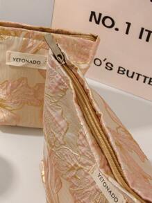 1 bucă geantă pentru cosmetice cu model floral auriu de capacitate mare, geantă pentru machiaj pentru femei, geantă pentru cosmetice, geantă de mână, baie, duș, portofel Cadouri,Cadouri de aniversare,Cadouri pentru prieteni și profesori