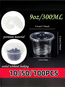 10/50/100pcs 9oz Clear Plastic Ice Cream Cups - Leak-Proof, Ideal For Desserts, Cakes, Cupcakes | Perfect For Parties And Events | Stackable And Easy To Transport, Food Storage For Events | Transparent Design | Leak-Proof, Ice Cream Party Decor