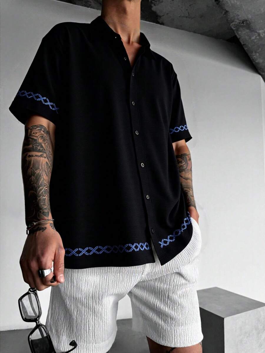 男士印花短袖休闲衬衫