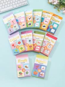 1 Set 36pcs Double-Sided Durable Fun Picture Identification Educational Early Learning Teaching Materials, Clock Cards & Animal Flash Cards,School Supplies,Back To School - Multicolor - View 5