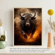 1 pieza Arte moderno de pared en lienzo - Impresión de un toro furioso blanco, póster decorativo, material de lienzo de alta calidad, con o sin marco, decoración de dormitorio universitario, apartamento, regalos para decoración de pared en hotel, hogar, sala de estar, dormitorio, baño y oficina