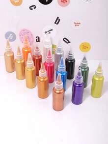 14 Color Options, 1pc Acrylic Paint, Waterproof Metallic Acrylic Paint, Waterproof & Fade-Resistant, Suitable For Coloring Statues, DIY Craft, Clothing, Graffiti, Stones, Ceramics, Wood, Paper, Textiles - Multicolor - View 2