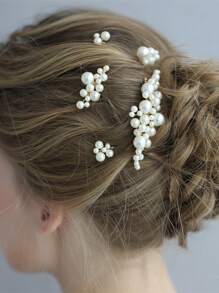 European & American Style Handmade Pearl Bridal Hair Accessories - Hair Clips, Hair Combs, Headpieces For Weddings, Parties, Bridesmaid Gifts Valentine's Day Accessories - Gold - View 9
