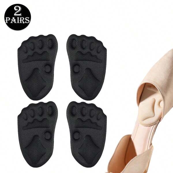 2 Pairs Non-Slip, Cushioned Half Insole Pads, Thick Forefoot Cushion For Women High Heels, Reduce Shoe Size