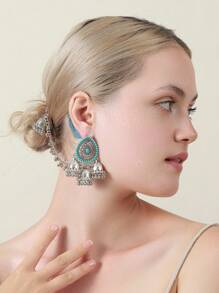 1 对阿拉伯宫廷风格流苏耳环套装，适合派对和节日，两种佩戴方式 - 氧化鍍阿拉伯風耳飾套裝 - 查看 10