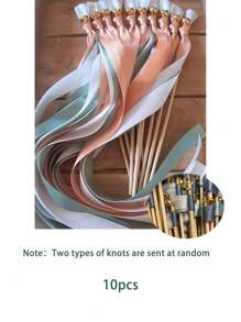 10/20pcs Wedding Wands Party Streamers Gold Bells Satin Ribbons Magic Fairy Wands Bridal Shower Photo Prop Romantic Wedding Send Off Kissing Bells Wedding&Bridal Party Favors Gifts Birthday Graduation Birthday Decorations Party Decorations Bachelorette Summer Beach Back To School School Supplies Room Decor - Multicolor - View 16