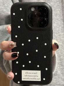 韩国全屏波尔卡圆点皮革图案软手机壳兼容 iPhone 16 15 14 13 12 Pro Max Plus 11 时尚防震后盖