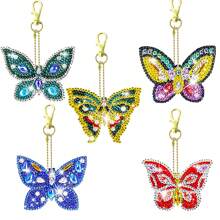 Diamond Painting Keychain Kit, Diamond Art Keychain, Diamond Painting Kit For Children, Bag Keychain Ornament, 5D Double-Sided Dot Diamond Butterfly And Heart Keychain, Suitable For Kids And Adults, DIY Craft