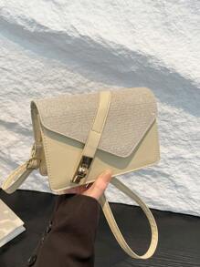 女士时尚拼布方形斜挎包，通勤和日常使用皆宜