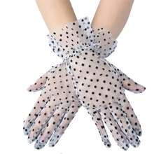 D EXCEED 1 Pair 1950s Kentucky Derby Costumes For Women Lace Gloves Short Lace Gloves Floral Courtesy Lace Gloves For Women's Halloween Tea Party Lace Gloves Polka Dot Net Elegant Vintage Wedding Gloves - Multicolor - View 14