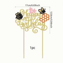1 pieza Decoración para pastel Abeja feliz Día de la Torta Tóper de abeja feliz Decoración para pastel de fiesta de cumpleaños con temática de abeja Suministros de decoración para fiestas de cumpleaños - Multicolor - Ver 11