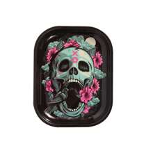 JBNG Leuchtende Blumen mit Totenkopf-Motiv Rollplatte und Grinder