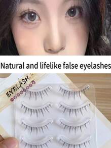 5pcs 5 Pairs Of Soft And Reusable Upper Eyelashes, 8-10mm Soft, Extremely Fine, Black Stem, Natural Simulation, Comic Like, Fake Eyelashes, Slender, Thick, Straight, European And American Style, Slouchy Eyelashes, Portable, Essential For Daily Commuting Makeup