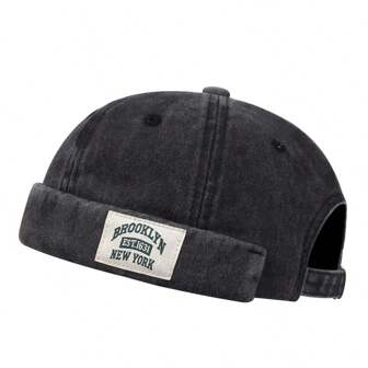 1 pièce Casquette Casquette bombée de mode décontractée et polyvalente pour hommes BROOKLYN 1631, casquette plate lavée à la personnalité décontractée, convenant pour le style de rue et l'usage quotidien