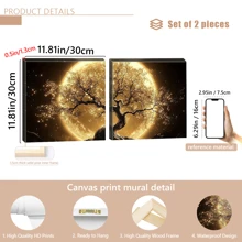 1pc Large Golden Moon & Tree Canvas Wall Art Print - High-Definition Modern Wall Decor For Living Room, Bedroom, Studio - Easy Hang, With Or Without Frame, College Dorm Apartment Decor Gifts Birthday Graduation - Multicolor - View 11
