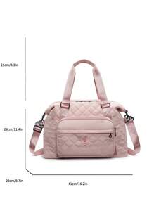 Embroidered Diamond Check, Duffel Bag, Travel Bag, Large Capacity Travel Bag, Multi-Pocket Storage, Leisure Travel, Business, Tourism, Hospital, Nylon Sports Bag, Vacation School Storage Outdoor Beach Sports Bag, Dance Travel Dry And Wet Separation Fitness Bag, Men And Women Tote Bag, Children's School Luggage Storage Bag - Multicolor - View 4