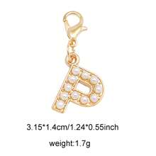 2Pcs Gold Color Letter Alloy Pendant With Faux Pearls Alphabet Charm Women Ladies Bag Clothes DIY Craft Decor A - Z