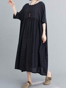 Top, 2025 Bohemian Casual Holiday Women's Dress, Damska spódnica w dużych rozmiarach, Elegancki styl dla matki na co dzień, Letnia, okrągła, luźna, czarna spódnica w dużych rozmiarach