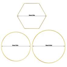 10 套 20 厘米/30 厘米圆形方形金属婚礼 DIY 花环，适用于婚礼订婚派对餐桌装饰花环夏季生日礼物海滩返校学校用品房间装饰 - 金色 - 查看 8