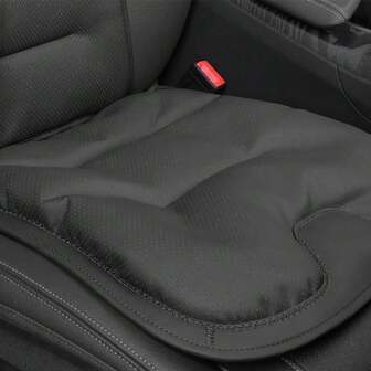 Premium Faux Leather Car Seat Cushion - Breathable & Soft, Fit For All Seasons, Front & Rear , Elegant Black With Textured Pattern, Comfortable Driving Experience, Car Seat Covers