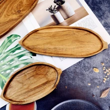 1pc Wooden Leaf Shaped Art Tray, Bathroom Storage, Dessert Display, Restaurant Decor, Holiday & Birthday Party Cake Stand