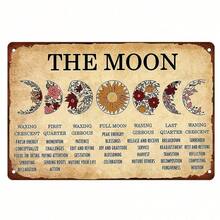 1 Piece, Moon Phase Iron Sign - Witchcraft, New Year, Parents, Home Office, Restaurant And Garage Bar Decoration - 12x8inch , 2D Flat Effect, English, Wall Hanging, Bedroom Decoration