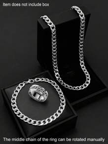 Bộ trang sức nam 3 món/bộ Vòng cổ Vòng tay Nhẫn Trang sức thép không gỉ Hip-Hop Phong cách thời trang và đơn giản Thích hợp để đeo hàng ngày Quà tặng ngày lễ (Sản phẩm không bao gồm hộp đóng gói) Quà tặng ngày lễ Giáng sinh Năm mới Ngày lễ tình nhân - Nhiều màu - Xem 4