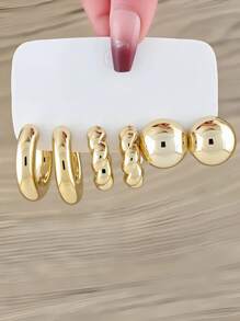 6pcs/12pcs Set Fashionable Minimalist Creative Personalized C-Shaped Water Drop Twisted Hoop Earrings, Ombre Spray Paint Candy Color C-Shape Bead Earrings (Minor Color Difference May Exist) - Multicolor - View 10