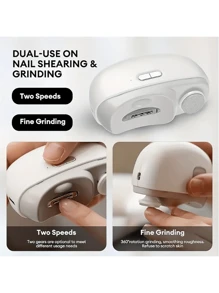 1pc Smart Electric Nail Clippers With Anti-Clip, Nail Polishing, Lighting And Grinding Functions. Suitable For All Ages. Portable USB Rechargeable 2-In-1 Electric Nail Clipper & Grinder With LED Light Avoid Clipping The Meat