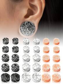PAIR Silicone Ear Gauge Flexible Soft Double Flared Saddle Ear Plugs Cool Lines Ear Stretchers Tunnels Expanders Body Jewelry - As Shown - View 1