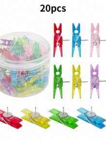 20 pezzi di Clip e puntine da disegno in legno creative, fermafogli, puntine per bacheca, versatili per bacheche e decorazioni per ufficio/aula, ritorno a scuola, forniture scolastiche