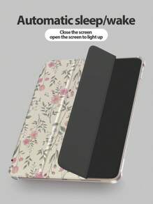 Funda protectora suave de TPU de cobertura completa y a prueba de golpes compatible con Apple iPad, con estampado floral rosado estilo coreano de 1 pieza. - Multicolor - Ver 3
