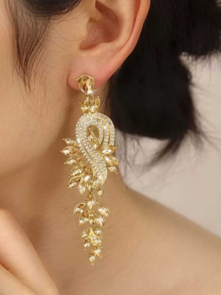 1對魅力四射鋅合金水鑽耳墜適合女士適用於日常生活