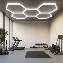 Hexagon LED Garage Lights | 6500K White Lighting/RGB Lighting | Durable PC Material | With Border/Without Border | For Garage Car Detail Retail Warehouese Gym Bars | Honeycomb Hexagon Customed Design | Easy Installation, No Battery Required - 5 Hex White Without Border - View 5