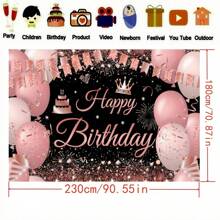 1st roze Happy Birthday Banner Achtergrond, roze verjaardagsdecoraties voor vrouwen