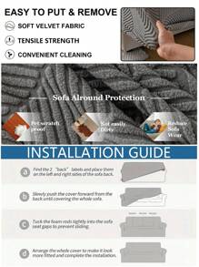 1pc 3D Stretchable Multi-Functional Full Cover Sofa Slipcover, Geometric Pattern Design, Suitable For Spring, Summer, Autumn And Winter, Protect Sofa, Decorative Sofa Cover, High Elasticity Full Wrap Style, Includes 1 Pillow Case - Dark Grey - View 6