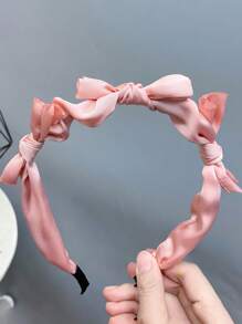 1pc Women's 3-Layer Satin Bow Hair Hoop, Sweet & Academic Style Hair Band, Suitable For Graduation, Daily Work, Party, Holiday,Hairband,Hair Hoop