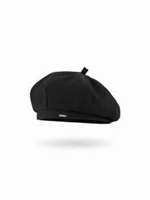 1pc Women Black Beret Hat, New Spring/Autumn Artist Beret Cap, Suitable For Daily Wear (Note: The Letter Style May Vary Slightly Due To Different Production Batches)